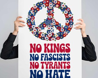 No Kings No Fascists Poster: Anti-Hate Activism Art (Digital Download)