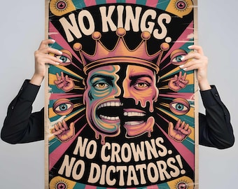No Kings No Crowns Protest Poster, Activist Art (Digital Download)