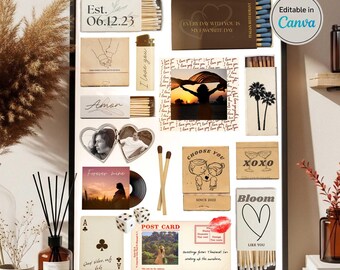 Custom Matchbook Art Template | Anniversary Gift, Couples Keepsake (Editable Canva)