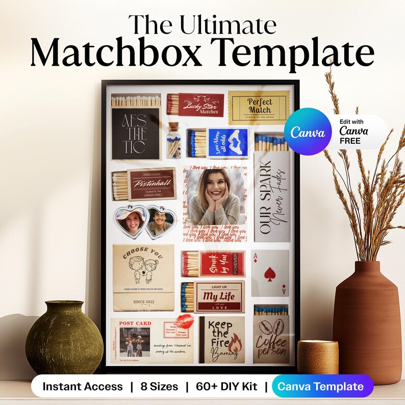 Custom Matchbox Art Template – Anniversary, Valentine's Gift (canva ...