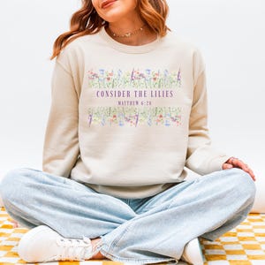 Betrachten Sie das Lilien christliche Sweatshirt: Baumwolle / Polyester S-5XL