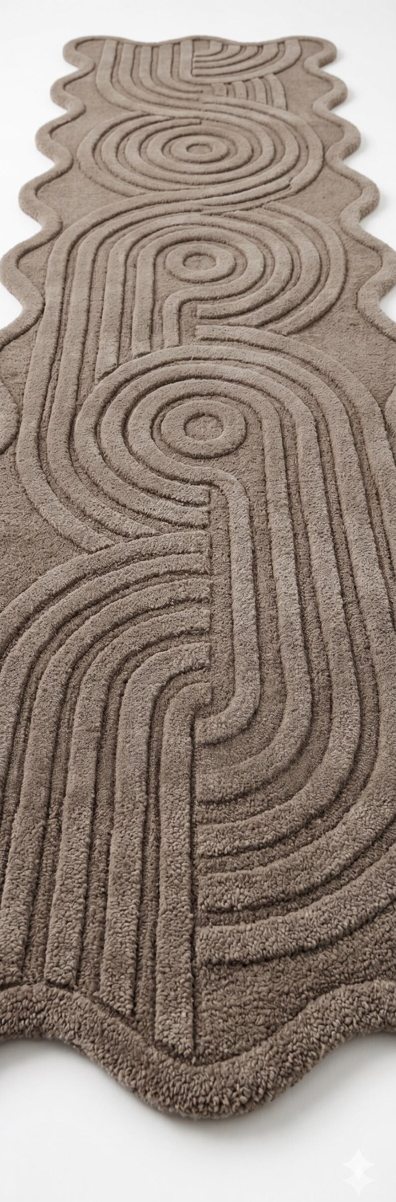 Wavy Edged Rug Hand Tufted Wavy Runner Rug - Modern 3D Carved Geometric Area Rug ...
