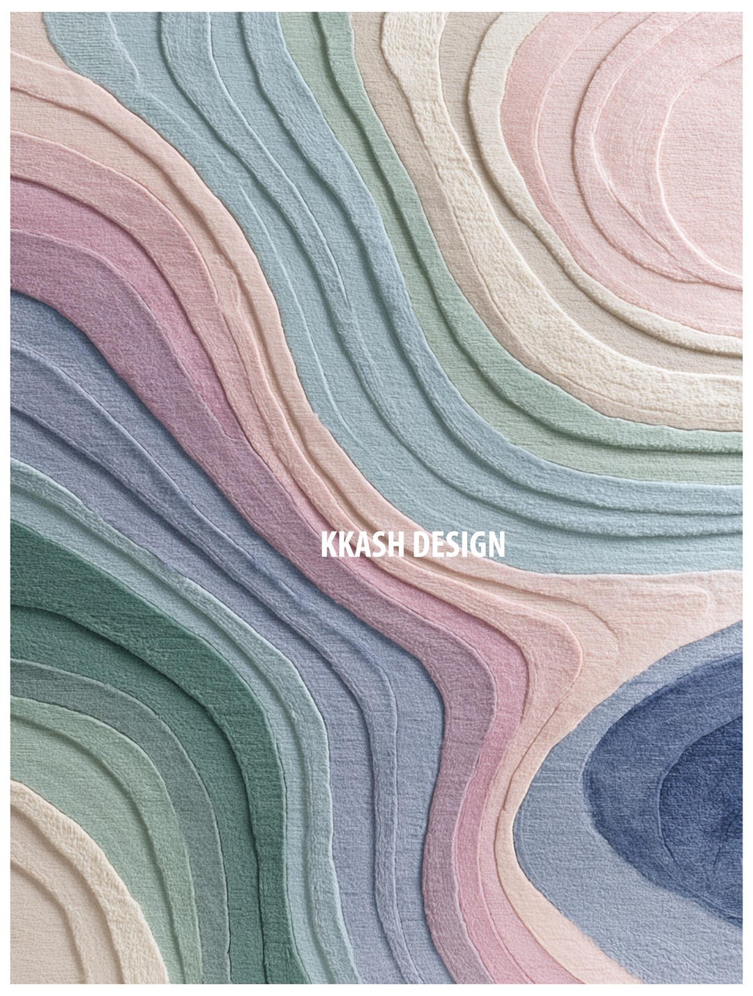 Handwoven Abstract Wavy Rug, Pastel Colors, Boho Decor - Etsy