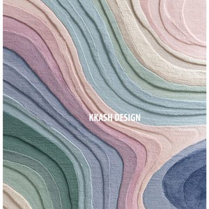 Colorful Abstract Wavy Pattern Carpet, Handwoven Area Rug, Boho Home Decor, Living Room Carpet, Soft Textured Floor Rug, Modern Design