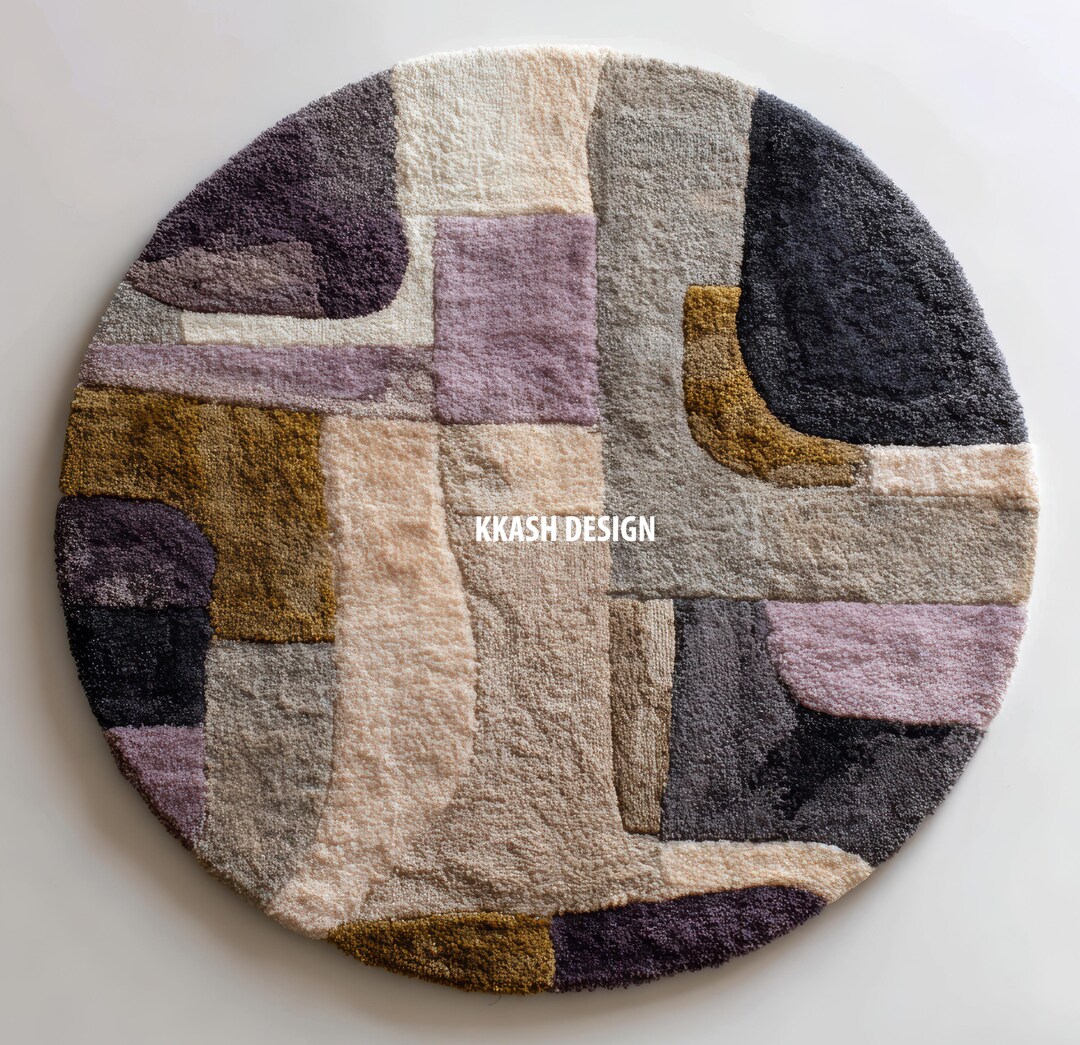 Handmade Diamond Pattern Round Rug, Geometric Green Boho Area Rug ...