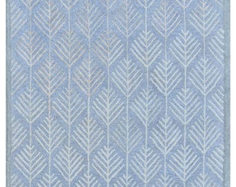 Alfombra azul cielo con mechones hechos a mano, decoración geométrica, alfombra para exteriores