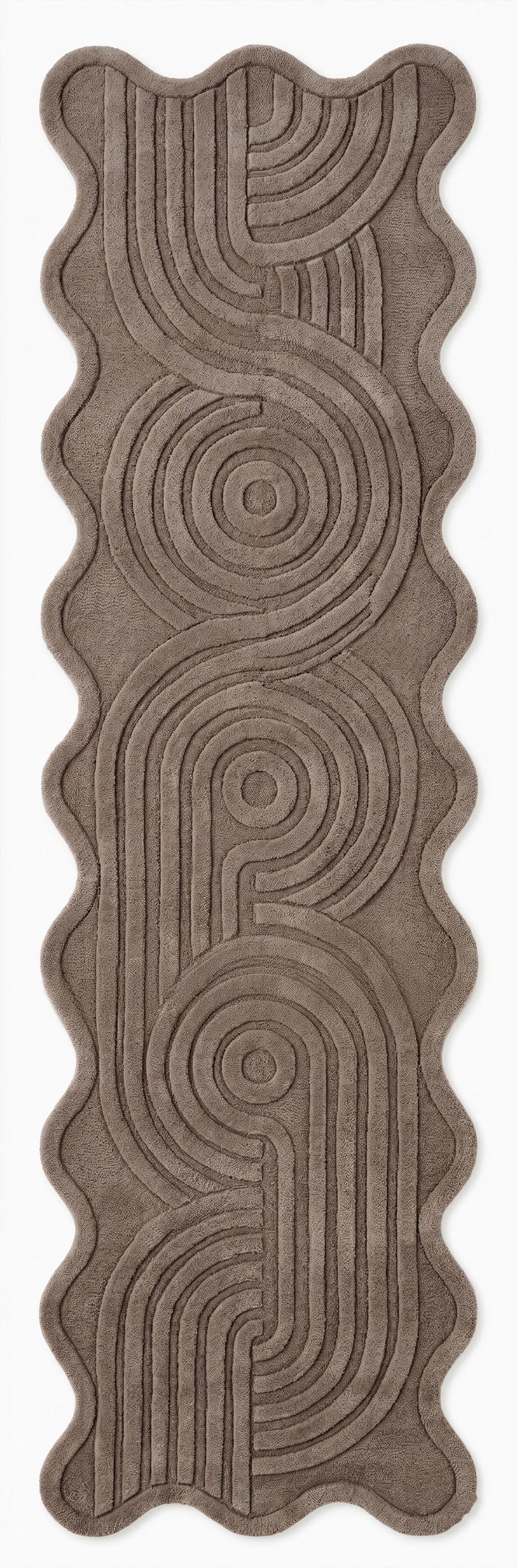 Wavy Edged Rug Hand Tufted Wavy Runner Rug - Modern 3D Carved Geometric Area Rug ...