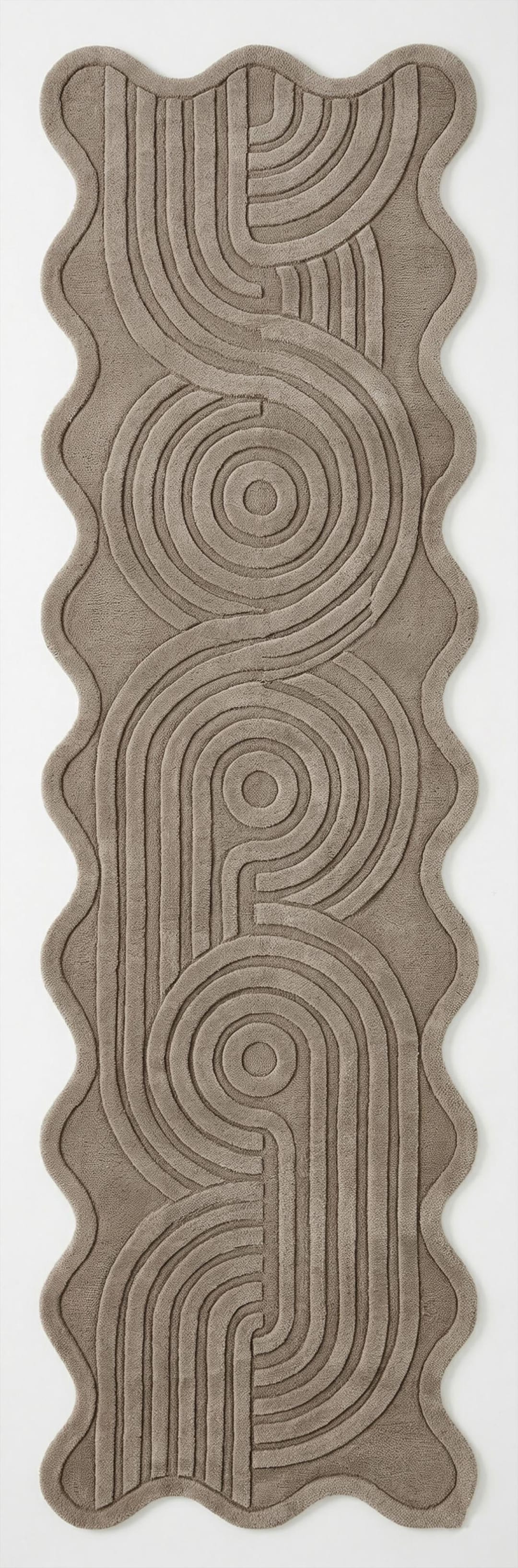 Wavy Edged Rug Hand Tufted Wavy Runner Rug - Modern 3D Carved Geometric Area Rug ...