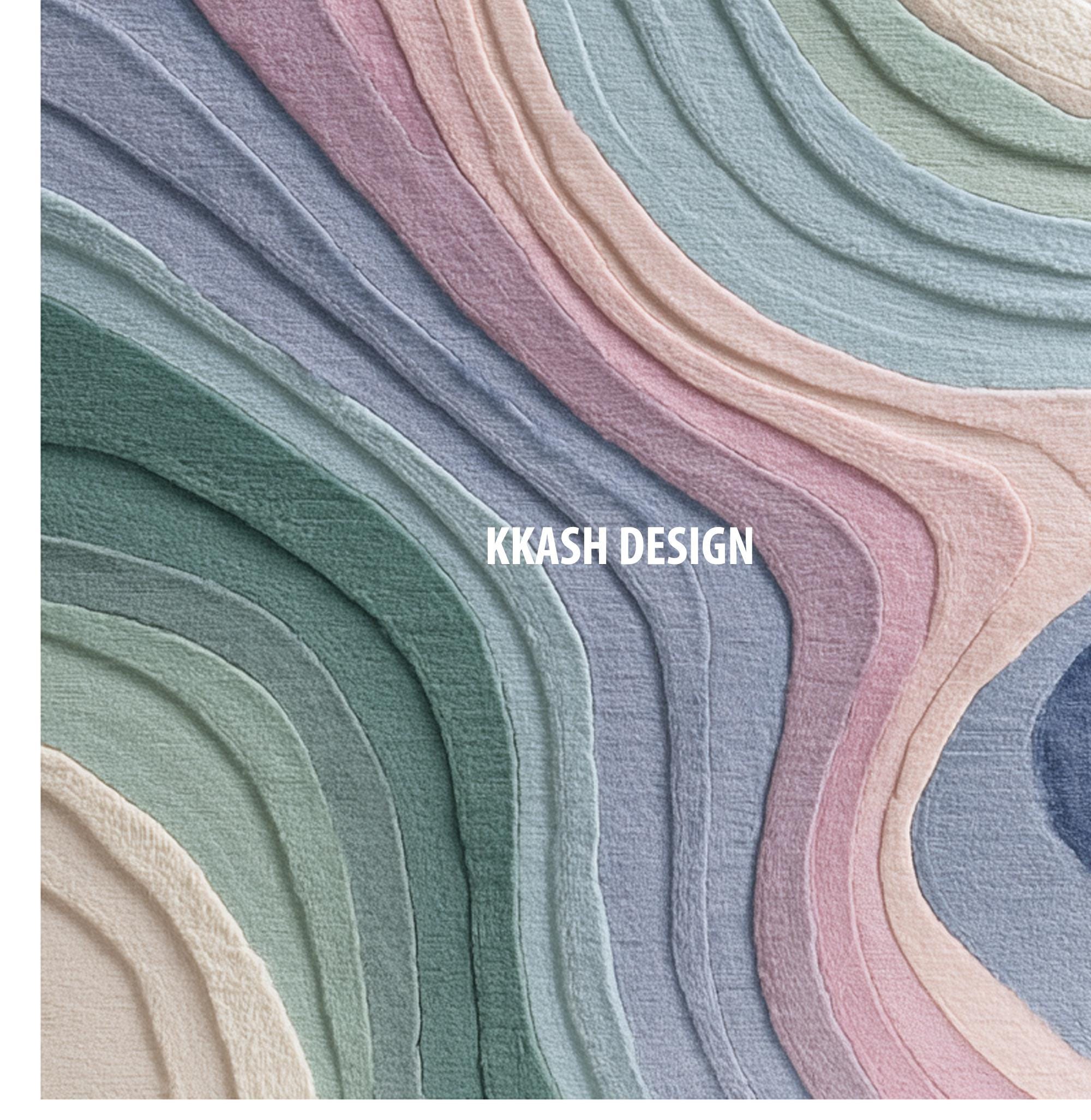 Handwoven Abstract Wavy Rug, Pastel Colors, Boho Decor - Etsy