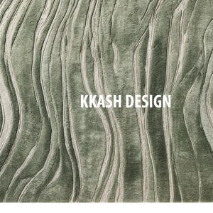 Handmade Green Abstract Rug, Modern Wavy Pattern, Soft Plush Area Rug ...