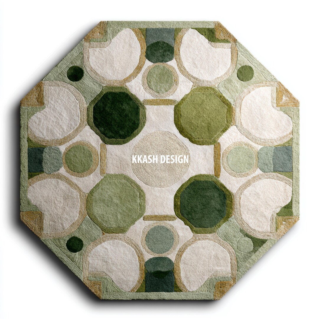 Cog Pattern Rug Handmade Wool Geometric Rug, Modern Circular Accent Decor - Etsy