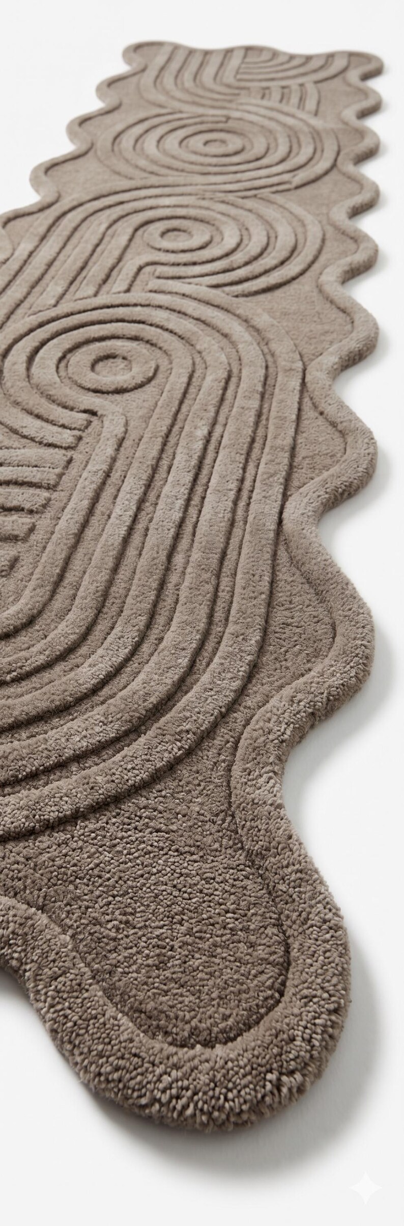 Wavy Edged Rug Hand Tufted Wavy Runner Rug - Modern 3D Carved Geometric Area Rug ...