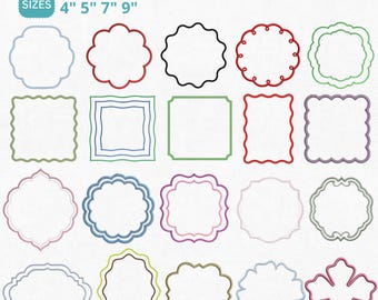 Broderidesign för cocktailservettram | Bunt med vågig kant Pes Dst Jef Vp3 | Direktnedladdning