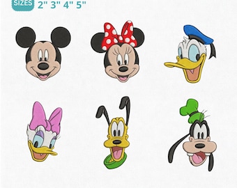 Klassieke borduurontwerpen - Mickey Minnie Donald Daisy Goofy Pluto - Digitale machineborduurbestanden PES Zomertijd JEF