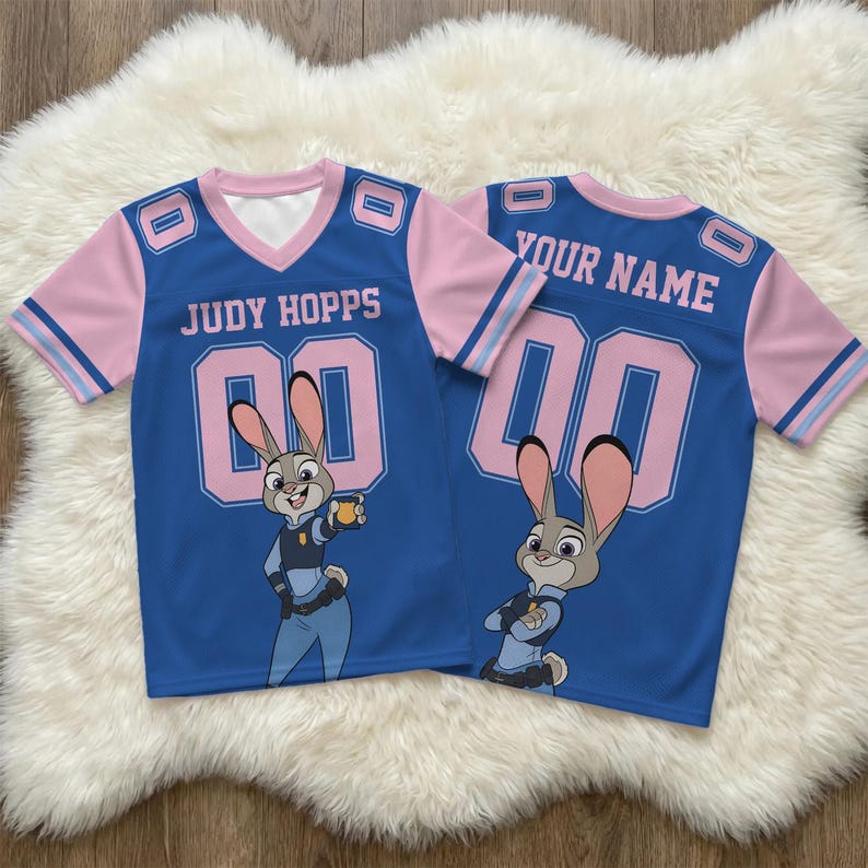 Custom Zootopia Football Jersey, Nick Wilde Judy Hopps Personalized Mesh Shirt, Zootopia Character Family Group Outfit, Magical Park Apparel bild 3