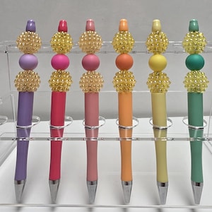Sparkly Beaded Pens | Silicone and Acrylic Beads | Colorful Bling Pen for Gifts & Desk Accessories