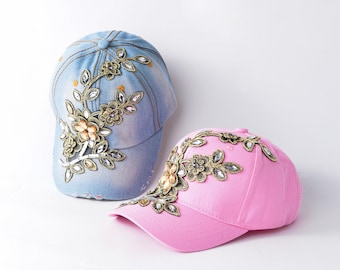 Women Adjustable Rhinestone Bling Hat, Bedazzled Rhinestone Hat, Bling Baseball Cap, Embellished Rhinestone Hat, Sparkly Hat, Gift For Her