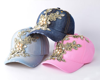 Women Adjustable Rhinestone Bling Hat, Bedazzled Rhinestone Hat, Bling Baseball Cap, Embellished Rhinestone Hat, Sparkly Hat, Gift For Her