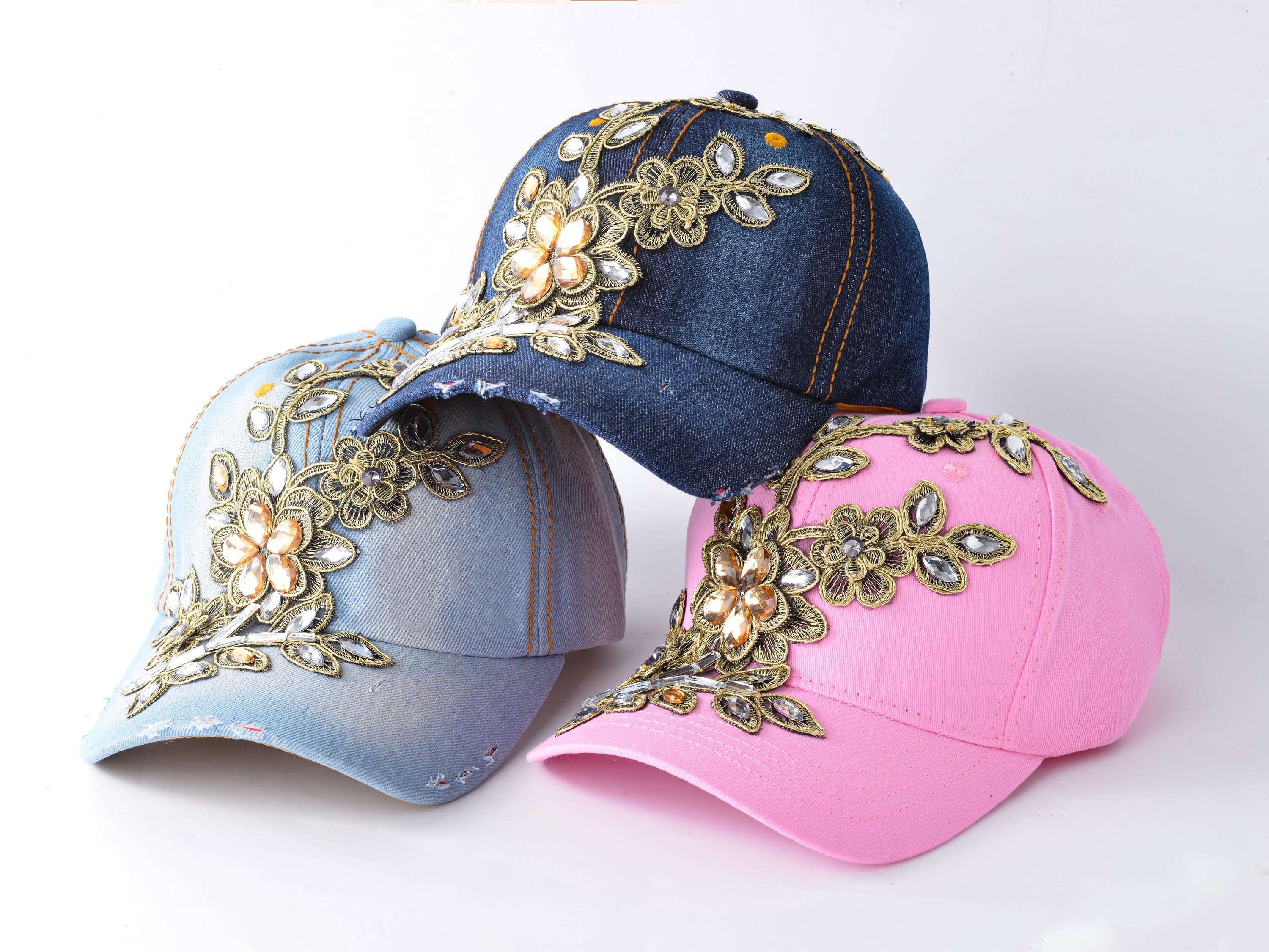 Embellished Jeweled & Beaded Denim Cap Nwot Elonmo Cute Letter Love Baseball Cap Jewel Rhinestone Bling  main image 2