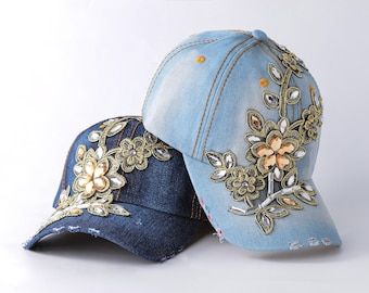 Women Adjustable Rhinestone Bling Hat, Bedazzled Rhinestone Hat, Bling Baseball Cap, Embellished Rhinestone Hat, Sparkly Hat, Gift For Her