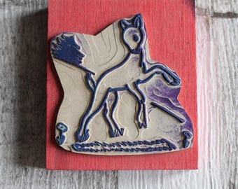 French retro Rubber stamp on wooden block for scrapbooking, journal, decoration, 3548