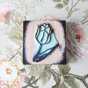 Französischer Stempel BLUME TULPE für Scrapbooking, Textilkunst, Stickerei, 3668