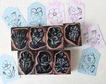 Vintage FLOWER rubber stamp