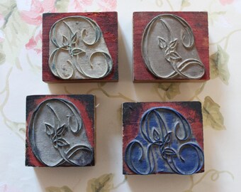 Antique French rubber stamp, Monogram 1910's  for embroidery
