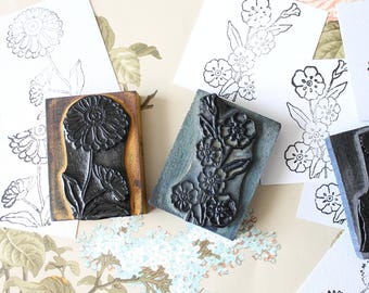 Vintage French Flower Rubber Stamp: Textile Arts, Scrapbooking (7.2x5.5cm)