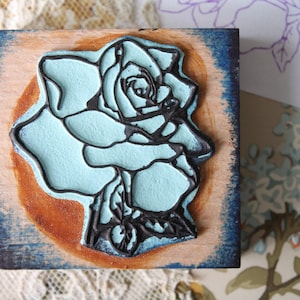 Rose Blume Stempel für Tags Scrapbooking Textil Kunst langsam Stickerei Französisch Vintage Illustration
