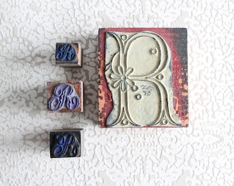 Antique French Monogram Stamp - Letter R - Embroidery Linen