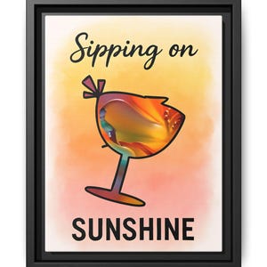 Colorful Cocktail Art Print, Modern Wall Décor, Home Bar Artwork, Unique Gift for Cocktail Lovers, Summer Vibes, Framed Canvas Art