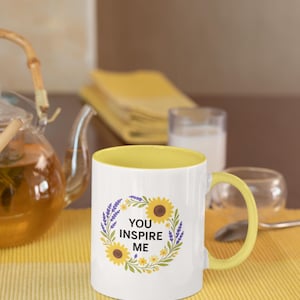 Inspiring Floral Coffee Mug | Motivational Drinkware, Sunflower Mug, Gift for Teachers, Inspirational Quote, Home Office Décor, Friends Gift