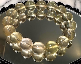 Natural Citrine Starlight Bracelet Premium RARE  Untreated & Unheated AAAA High Clarity 15.5mm,11mm,11.5mm,10.5mm Wealth Abundance Certified