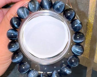 Top Grade Blue Tiger Eye Bracelet 11.8mm & 8mm | Premium Flash Cat’s Eye Crystal | Protection • Wealth • Confidence RARE Collector Grade