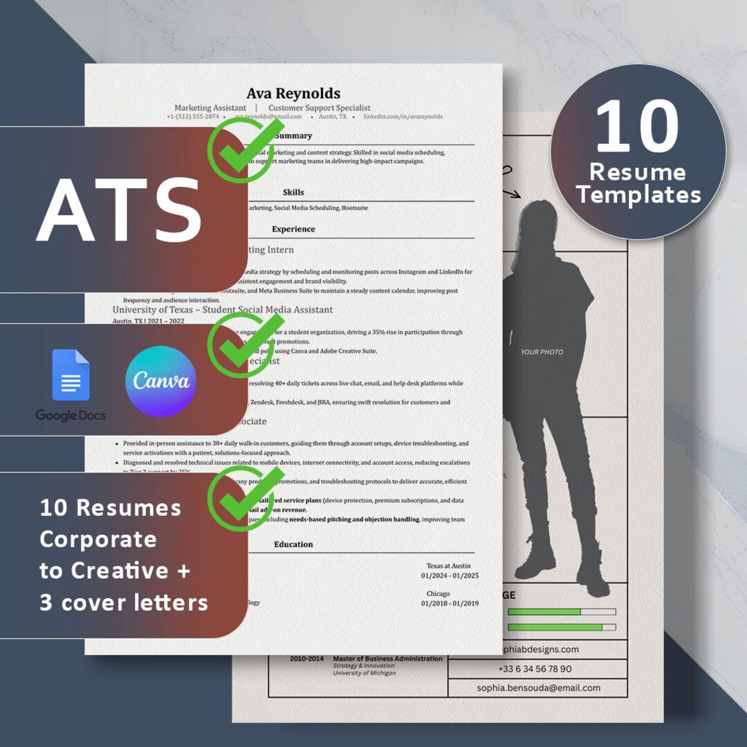 All‑in‑one Resume Pack, 10 Canva Designs + 1 Google Doc + 3 Cover ...