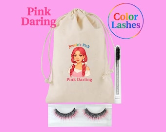 Jessie’s Pick – Pink Darling 3D Lash | Pinke Augen + Passendes Täschchen + Überraschungsgeschenk | 1 von 6 Farbserien | Perfekt für Parties & Fotos