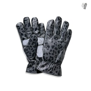 Leren handschoenen met luipaardprint, echte leren winterhandschoenen, warme fleece gevoerde autohandschoenen, stijlvolle handschoenen met dierenprint