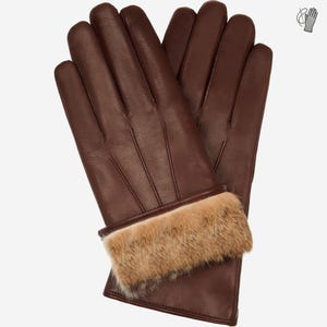 Brown Leather Gloves with Fur Lining | Women’s Winter Dress Gloves | Luxury Warm Driving Gloves | Handmade Gift for Her