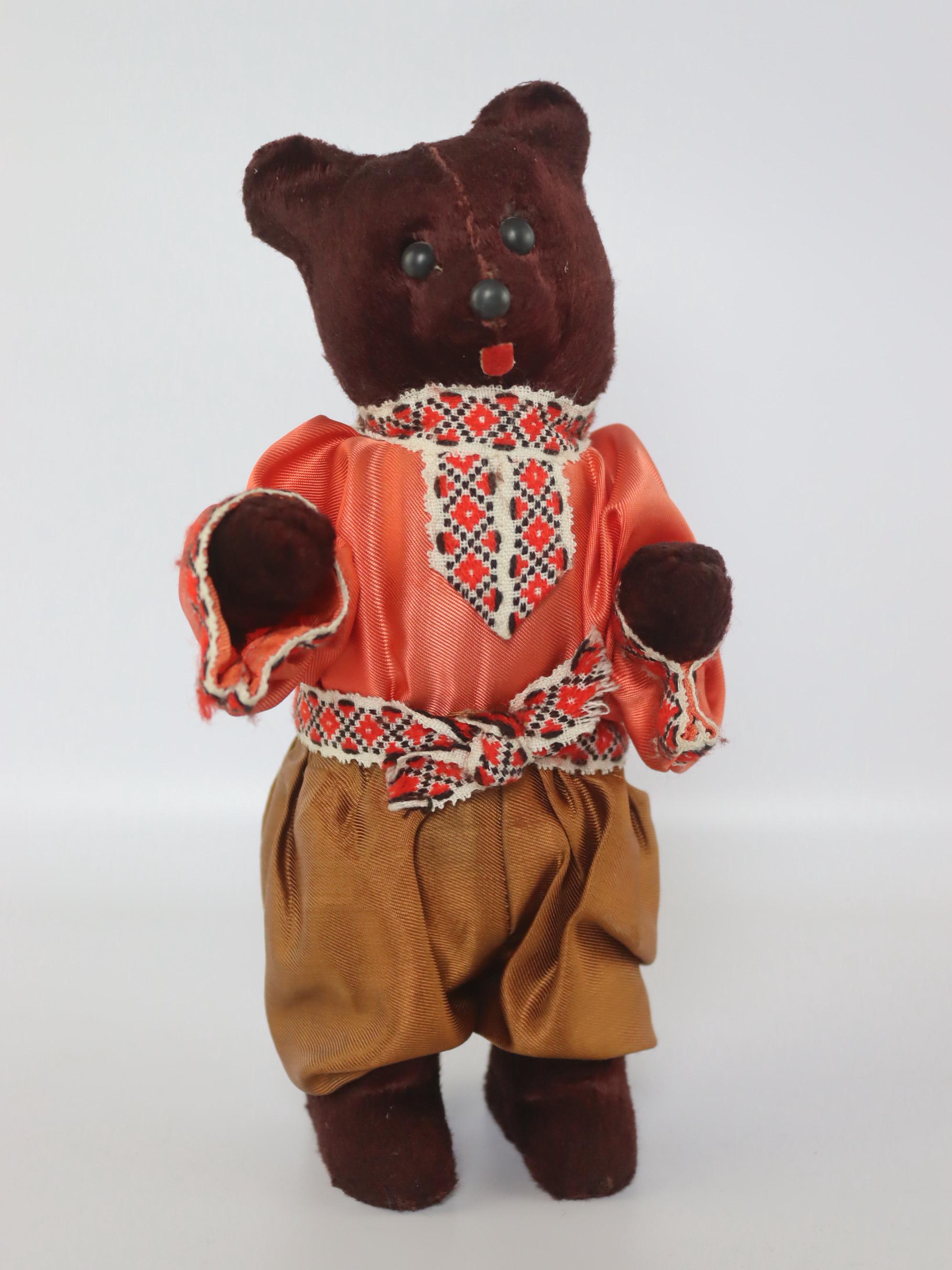 Vintage Soviet Wind-up Dancing Bear Toy – 1950s–70s Wooden Body