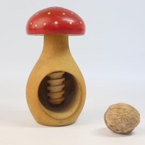 Vintage Mushroom Nutcracker — 1970s Soviet Wooden Screw Nut Cracker — Retro Kitchen Decor