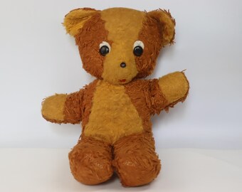 Vintage Soviet Teddy Bear Plush Toy 1970s USSR Stuffed Two-Tone Bear 32 cm