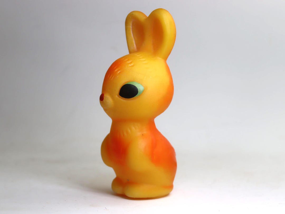 Vintage Soviet Bunny Toy 14cm - Rubber Squeaky Rabbit USSR 1980s ...