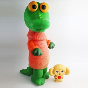 Funny Vintage Plastic Cheburashka and Crocodile Gena Toys Made in USSR