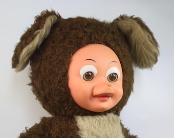 75cm Rare Vintage GDR Plush Sleeping Mouse Rubber Face VEB Sonni Sonneberg Toy USSR Times