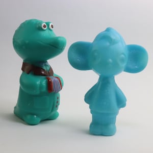 Funny Vintage Plastic Cheburashka and Crocodile Gena Toys Made in USSR