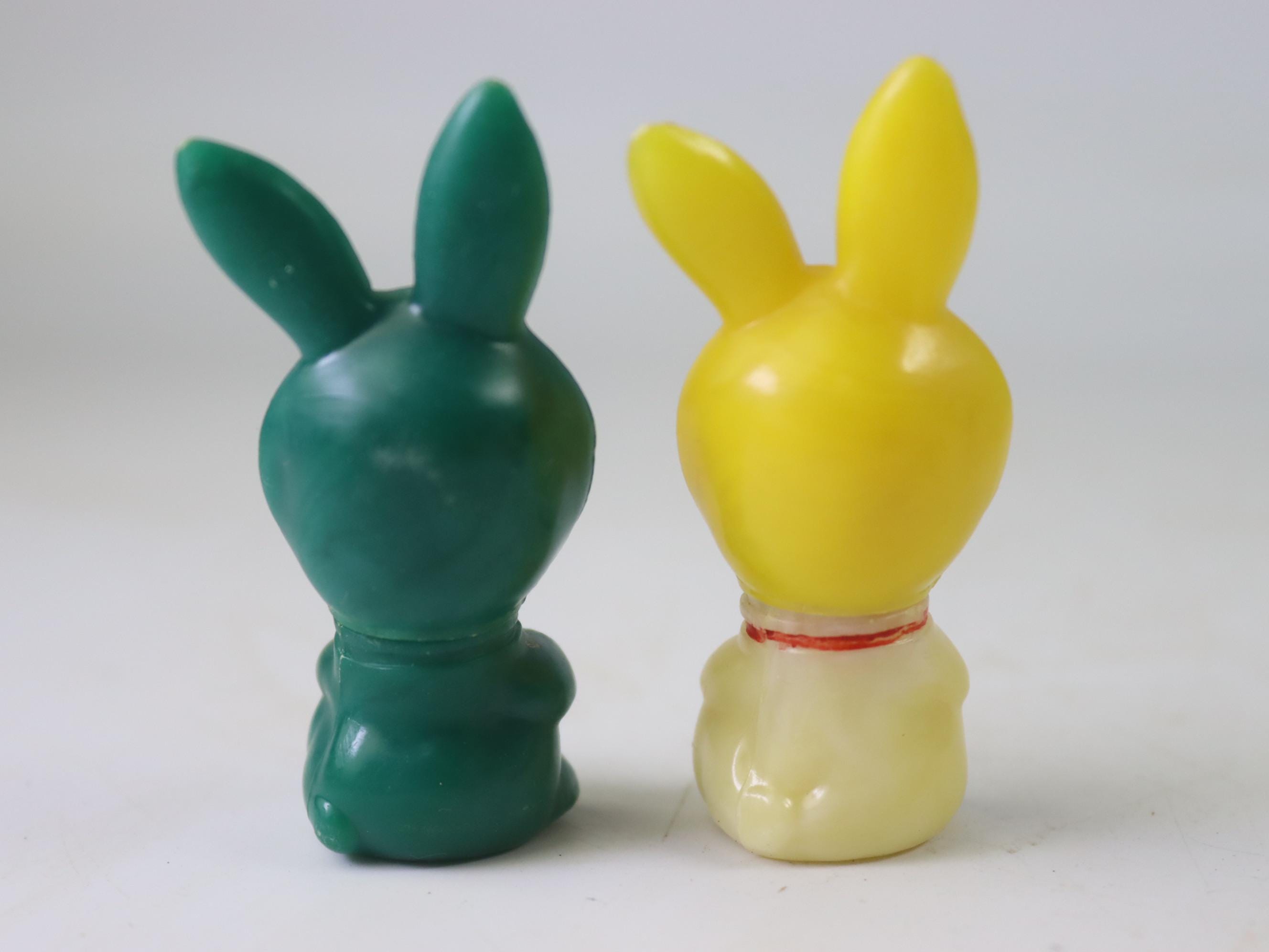 Vintage Soviet Plastic Bunny Eraser Holders — Set of 7 Rare Mini Rabbit ...