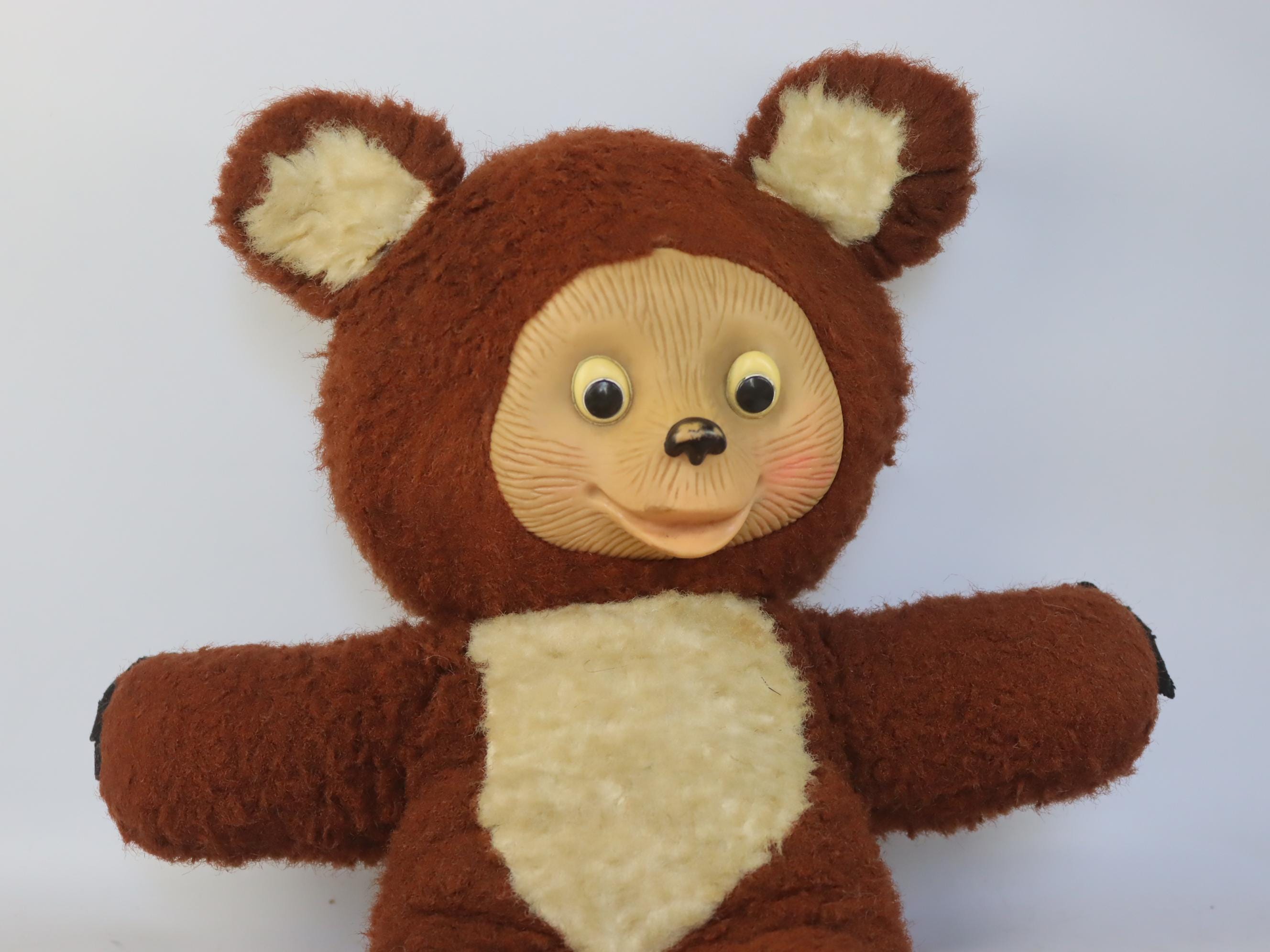 Vintage plush teddy bear rubber face - Etsy 日本