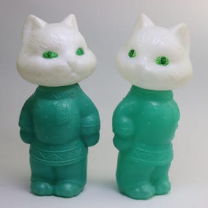 Funny Vintage Plastic Green-Eyed Cat Toy Made in USSR