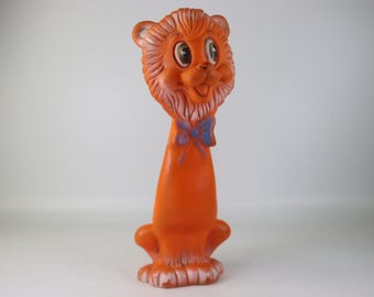 Large Vintage Rubber Lion Toy — Combex England 1960s–1980s — Rare Animal Figure — Retro Collectible